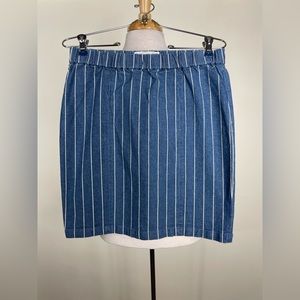 Chocoolate Jean Skirt with White Stripes - Medium
